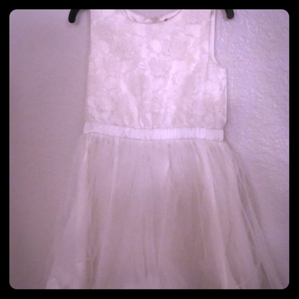 Pretty eggshell lace and tulle dress